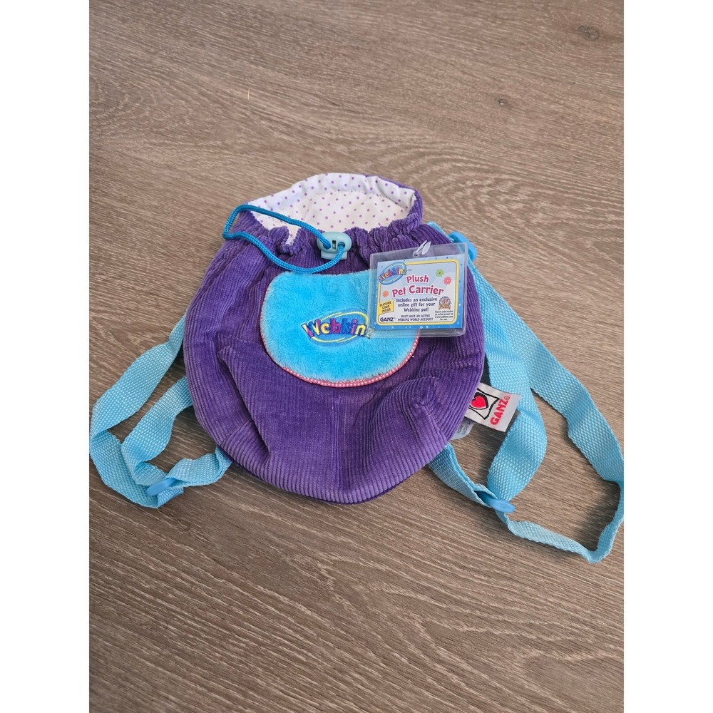 Ganz Webkinz Purple Knapsack Plush Pet Carrier WPC159A NWT with Code